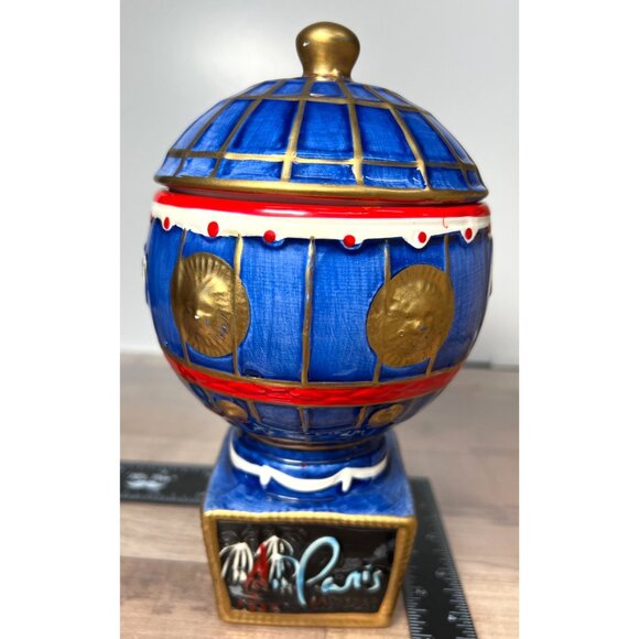 Paris Blue & Gold Globe-Themed Ceramic Cup With Lid - Picture 2 of 6